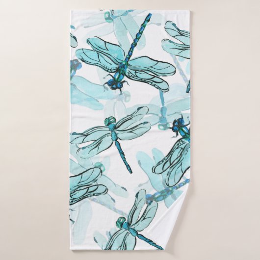 Dragonflies élégantes : Aquarelle (Serviette de bain)