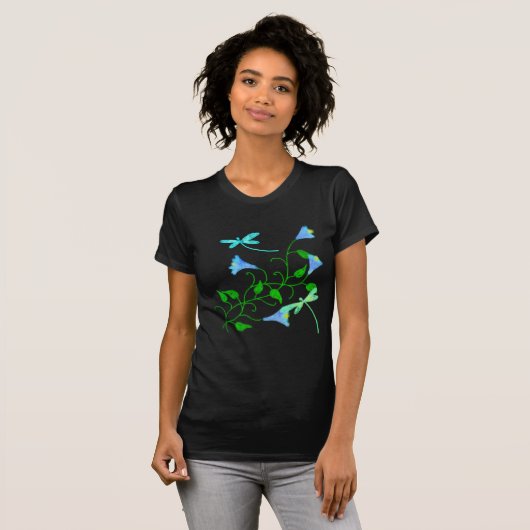 Dragonflies en bloemen Abstracte Kunst om te Draag T-shirt (Voorkant volledig)