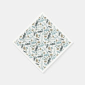 Dragonflies Flowers Blues Gray Pattern Servet (Hoek)