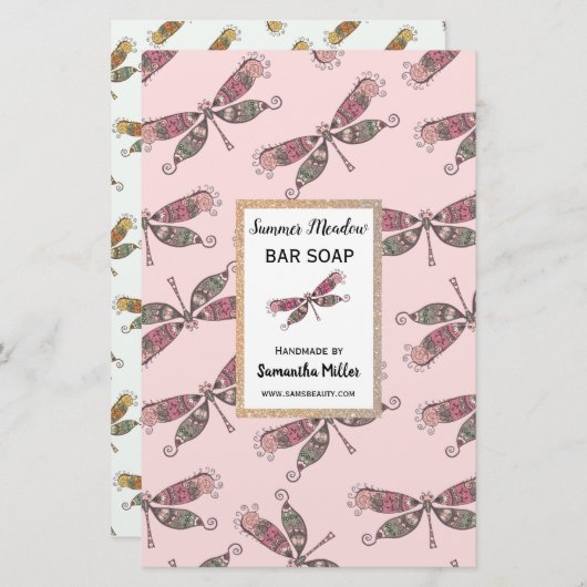 Dragonflies Handgemaakte Zeep Product Gerecycleerd Briefpapier (Voorkant / Achterkant)