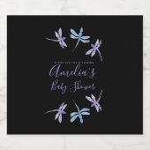 Dragonflies Handgeschilderd Baby shower Likeurfles Etiket (Enkel label)