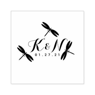 Dragonflies Initiaal Logo Bindend Rubberstempel Rubberstempel
