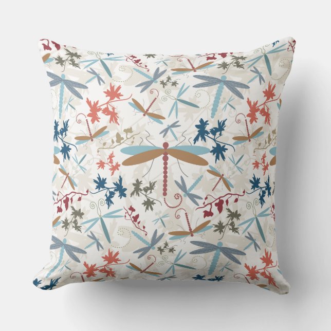 Dragonflies multi-gekleurd patroon kussen (Voorkant)