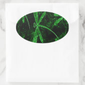 Dragonflies Neon Green Ovale Sticker (Tas)
