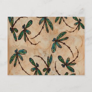 Dragonflies Rustic Cream Briefkaart