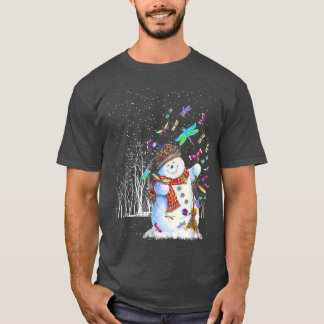 Dragonflies Snowman Scarf-kerstboombos Wi T-shirt