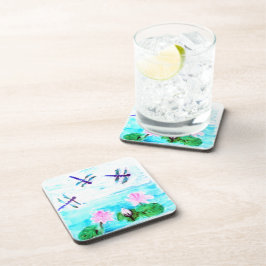 Dragonflies voor het schilderen van waterlily bier onderzetter