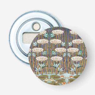Dragonflies Water Lelies Marsh Art Nouveau Button Flesopener