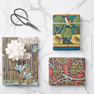 Dragonflies Water Lelies Marsh Art Nouveau Inpakpapier Vel