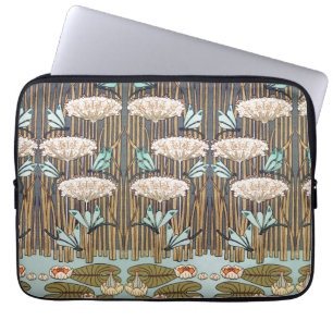 Dragonflies Water Lelies Marsh Art Nouveau Laptop Sleeve