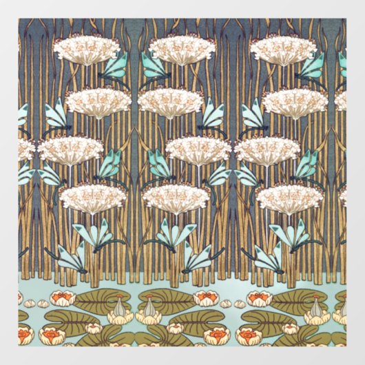 Dragonflies Water Lelies Marsh Art Nouveau Raamsticker (Vel)
