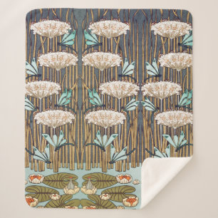 Dragonflies Water Lelies Marsh Art Nouveau Sherpa Deken