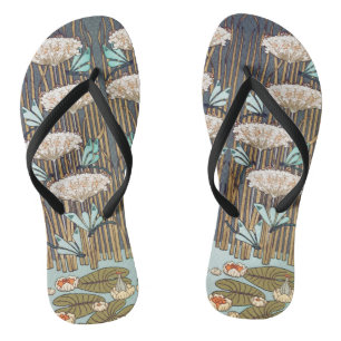 Dragonflies Water Lelies Marsh Art Nouveau Teenslippers