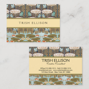 Dragonflies Water Lelies Marsh Art Nouveau Visitekaartje