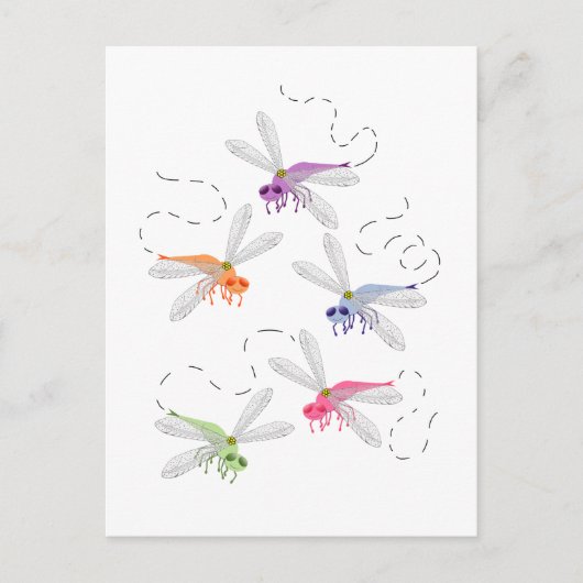 Dragonflies Whimsical Cartoon Art Briefkaart (Voorkant)