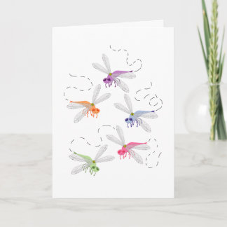 Dragonflies Whimsical Cartoon Art Kaart