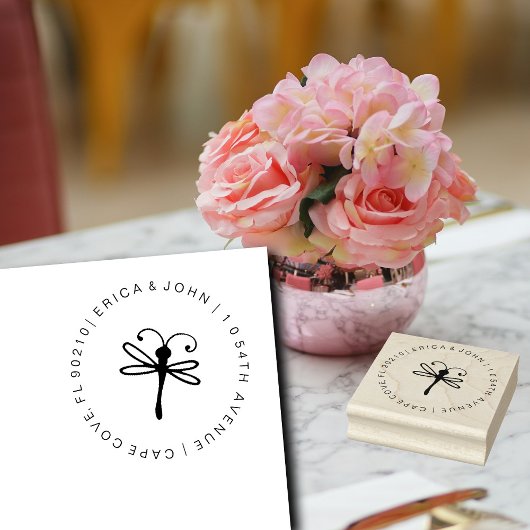 Dragonfly aangepast retouradres 	rubberstempel