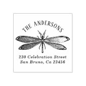 Dragonfly Achternaam Retouradres Rubberstempel (Afrduk)