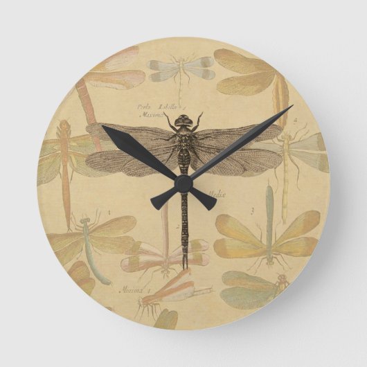 Dragonfly Antiek Classic Natuur Ronde Klok (Voorkant)