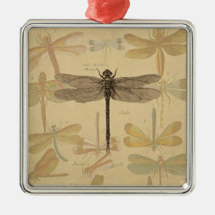Dragonfly Antiek Klassieke tekening Metalen Ornament