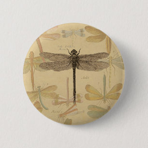 Dragonfly  Antiek Klassieke tekening Ronde Button 5,7 Cm