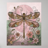 Dragonfly Art Print, Boho Wall Decor, Poster (Voorkant)