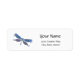 Dragonfly Artististisch Blauw Etiket