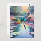 Dragonfly bij de vijver briefkaart (Voorkant / Achterkant)