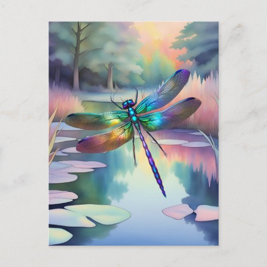Dragonfly bij de vijver briefkaart (Voorkant)