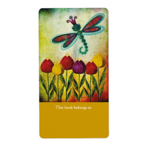 Dragonfly-bladlabels Etiket