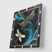 Dragonfly Blauwgroen Abstract Vierkante Klok (Hoek)