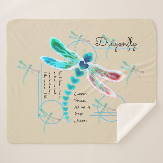 Dragonfly | Blauwgroen en Khaki Medium Sherpa Blan Sherpa Deken (Voorkant (horizontaal))