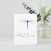 Dragonfly Bleue avec carte postale Amour (Debout devant)