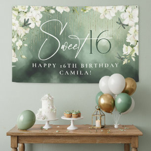 Dragonfly Bloemige Gelukkige Sweet 16 Sage ID1310 Spandoek