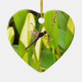 Dragonfly Blue en zwart op gras. Keramisch Ornament (Voorkant)