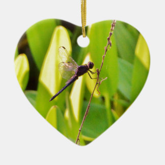 Dragonfly Blue en zwart op gras. Keramisch Ornament