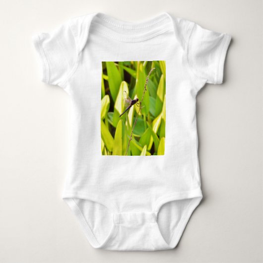 Dragonfly Blue en zwart op gras. Romper (Voorkant)