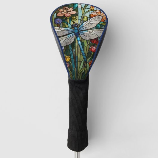 Dragonfly boho floral botanical stain glass golfheadcover (Voorkant)