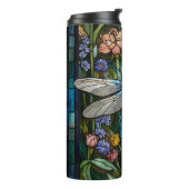 Dragonfly boho floral botanical stain glass thermosbeker (Gedraaid links)