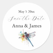Dragonfly bruiloft save the date sticker (Voorkant)
