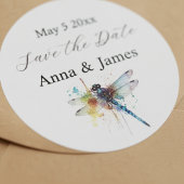 Dragonfly bruiloft save the date sticker