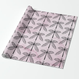 Dragonfly Bug Insect Lover Pink Cadeaupapier
