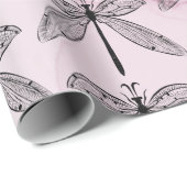 Dragonfly Bug Insect Lover Pink Cadeaupapier (Rol Hoek)
