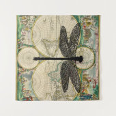 Dragonfly Bug Insect Silhouette oude kaart Wandkleed (Voorkant (horizontaal))