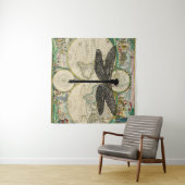 Dragonfly Bug Insect Silhouette oude kaart Wandkleed (In Situ (horizontaal))