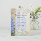 Dragonfly Butterfly Delphinium n Poppy Reception Kaart (Staand voorkant)