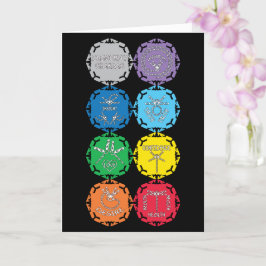 Dragonfly Chakras White Text Design Kaart