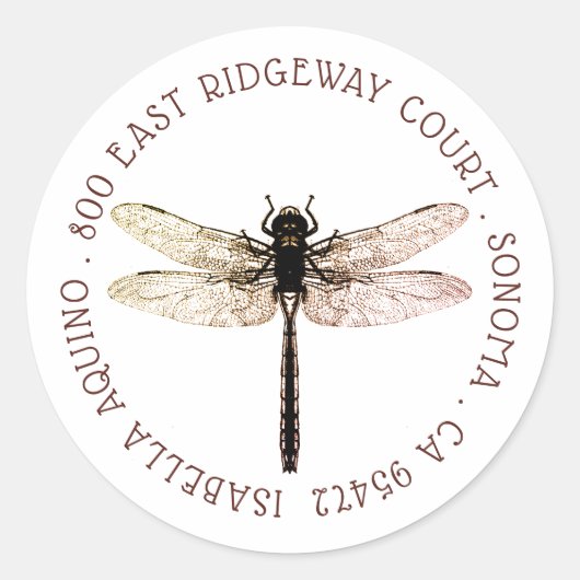 Dragonfly Cirkeltype Retouradreslabel Ronde Sticker (Voorkant)