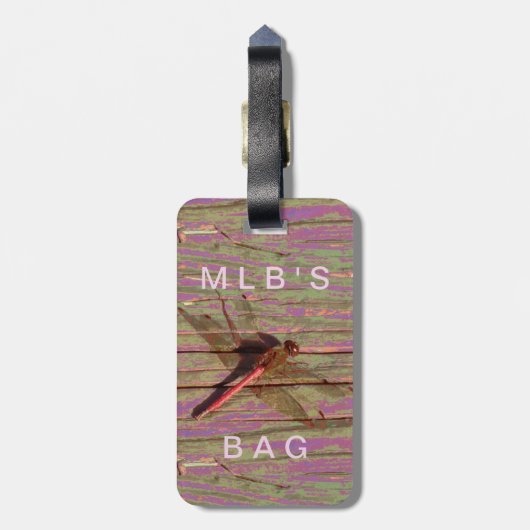 Dragonfly Colorful Custom Name Bagagelabel (Achterkant verticaal)