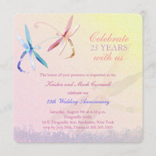Dragonfly Couple 25th Wedding Jubileum Kaart